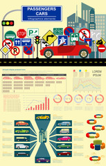 Passenger car, transportation infographics