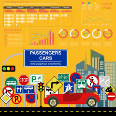 Passenger car, transportation infographics