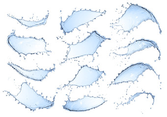 Water splashes on white background