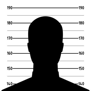 Mugshot or police lineup picture of anonymous man silhouette