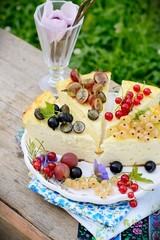 Slice of cheesecake with berries