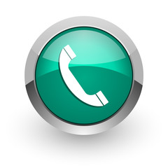 phone green glossy web icon