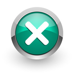 Fototapeta premium cancel green glossy web icon