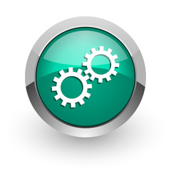 gear green glossy web icon