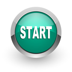 start green glossy web icon