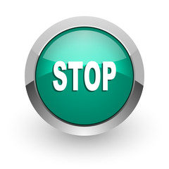 stop green glossy web icon