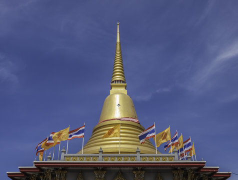 Gold Pagoda At Wat Bang Phli Yai Nai