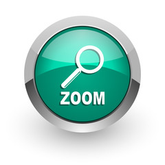 zoom green glossy web icon