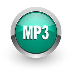 mp3 green glossy web icon