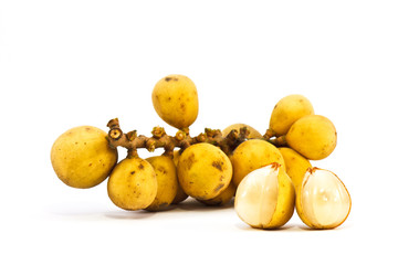 Longkong fruit, Lansium parasiticum on white background