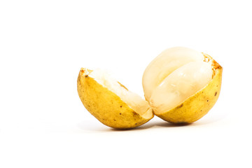 Longkong fruit, Lansium parasiticum on white background