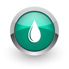 water drop green glossy web icon