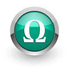 omega green glossy web icon