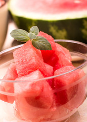 Sliced ripe watermelon closeup