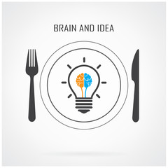 Creative light bulb  idea and brain concept background