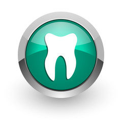 tooth green glossy web icon