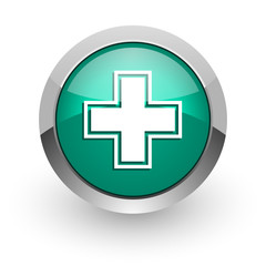 pharmacy green glossy web icon