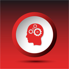 Human brain. Plastic button. Vector illustration.