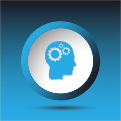 Human brain. Plastic button. Vector illustration.