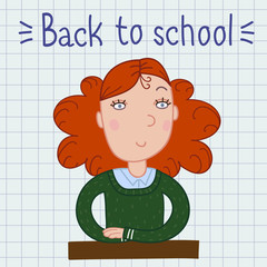 Red-haired girl at the Desk