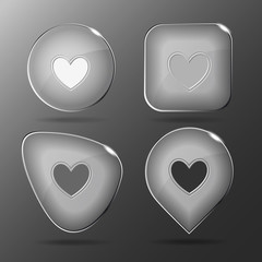 Heart. Glass buttons. Vector illustration.