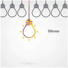 Creative light bulb difference idea concept background