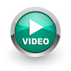 video green glossy web icon