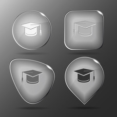 Graduation cap. Glass buttons. Vector illustration.