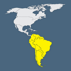 Map of worlds. South America.