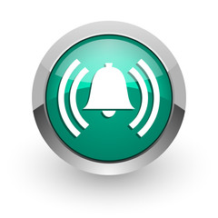 alarm green glossy web icon