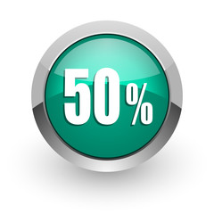 50 percent green glossy web icon