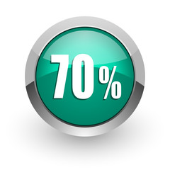 70 percent green glossy web icon