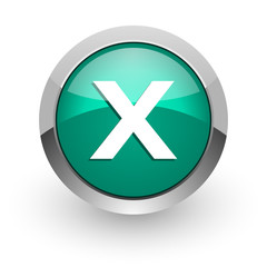 cancel green glossy web icon