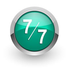 7 per 7 green glossy web icon