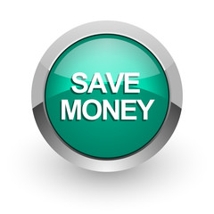 save money green glossy web icon