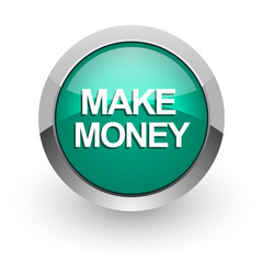 make money green glossy web icon