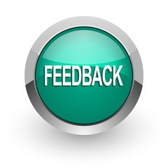 feedback green glossy web icon