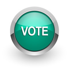 vote green glossy web icon
