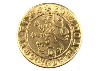 historical czech coin (gold) isolated