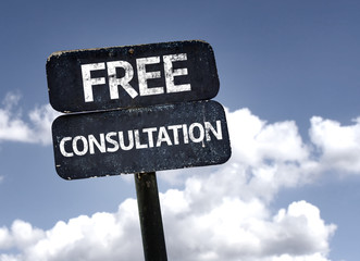 Free Consultation sign with clouds and sky background