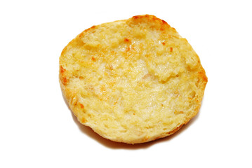 Buttered Breakfast English Muffins Isolated on White