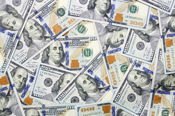 one hundred dollars banknotes background (new 2013 edition).