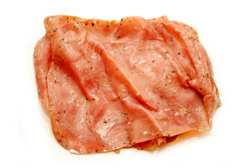 Pastrami Luncheon Meat Isolated on a White Background