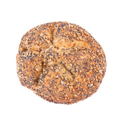 whole wheat bun isolated on white