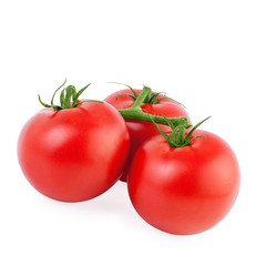 three ripe tomato isolated on white background