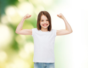 smiling little girl in white blank t-shirt