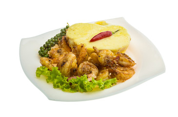 Garlic shrimps with potato