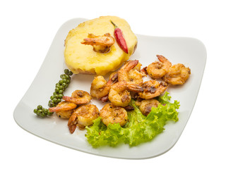 Garlic shrimps with potato