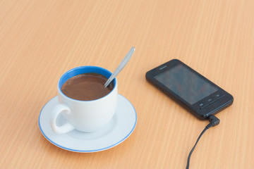 Relaxing time with latte coffee