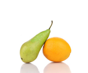 Tasty orange and pear.
